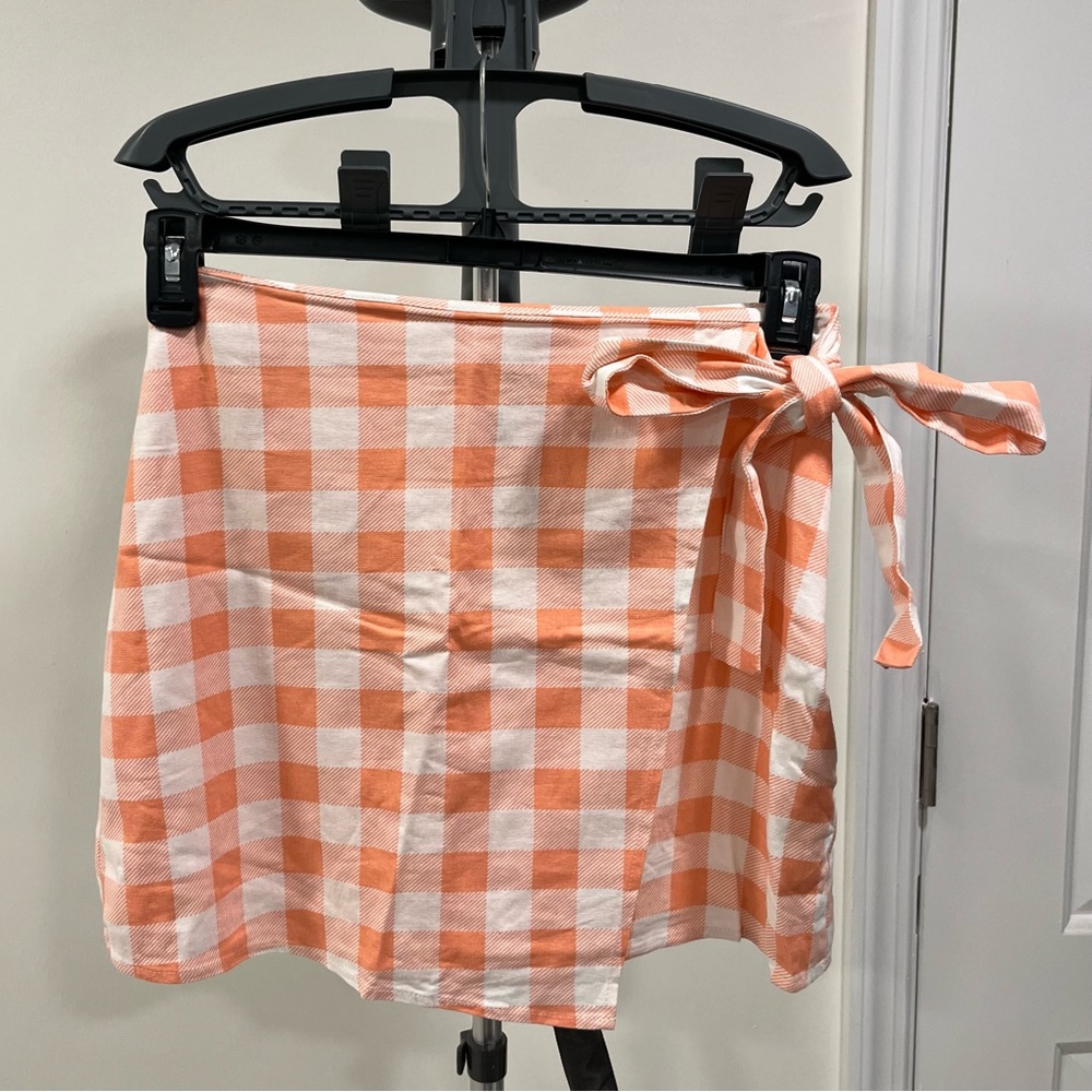 Gingham Self Tie Mini Skirt